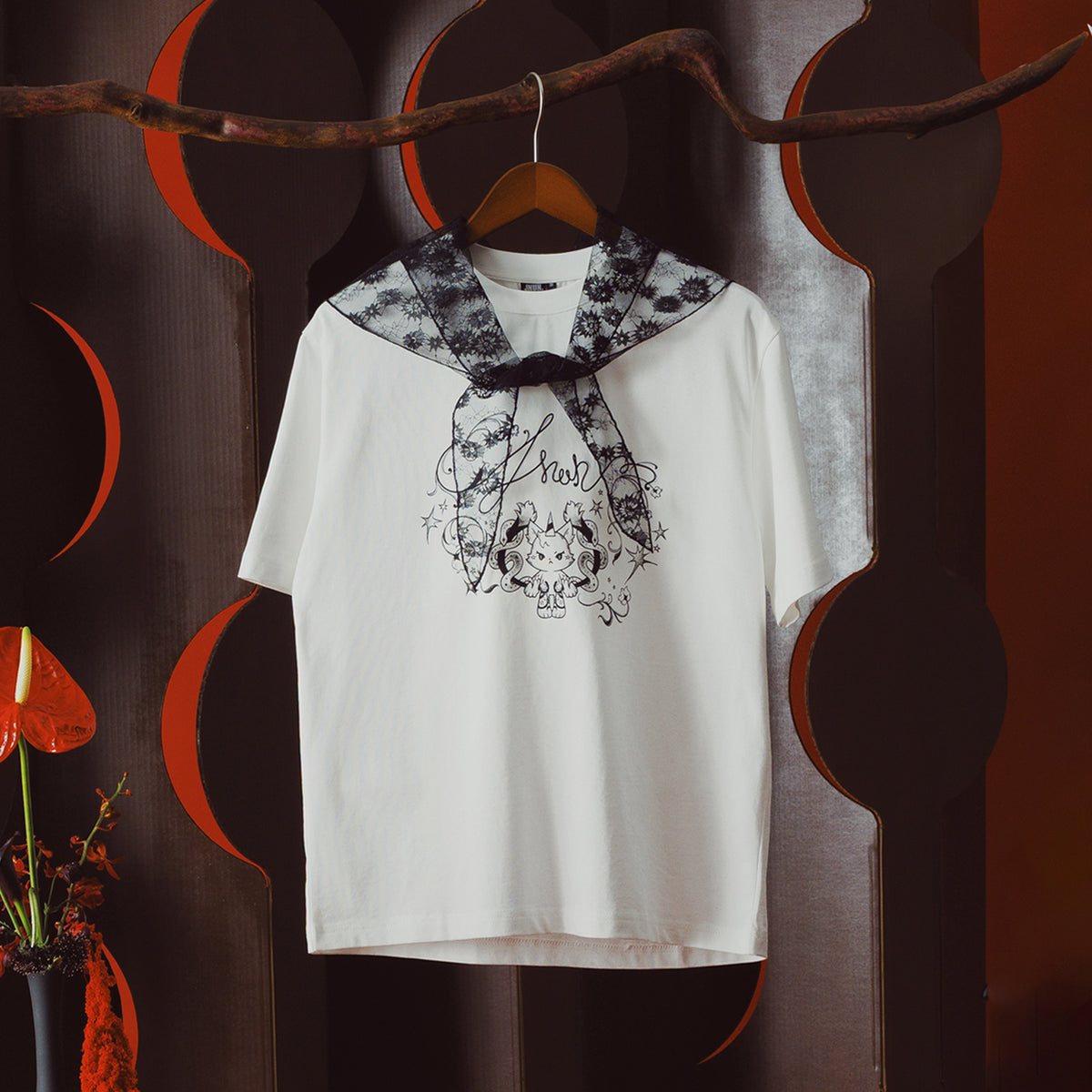 NUNU LACE SCARF TEE （Pre-order）