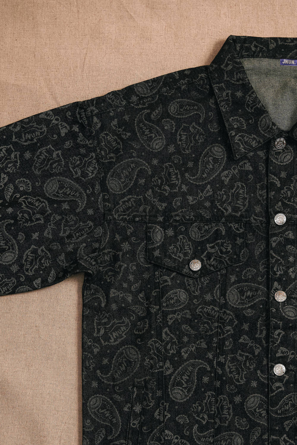 JNUN Black Printed Denim Jacket